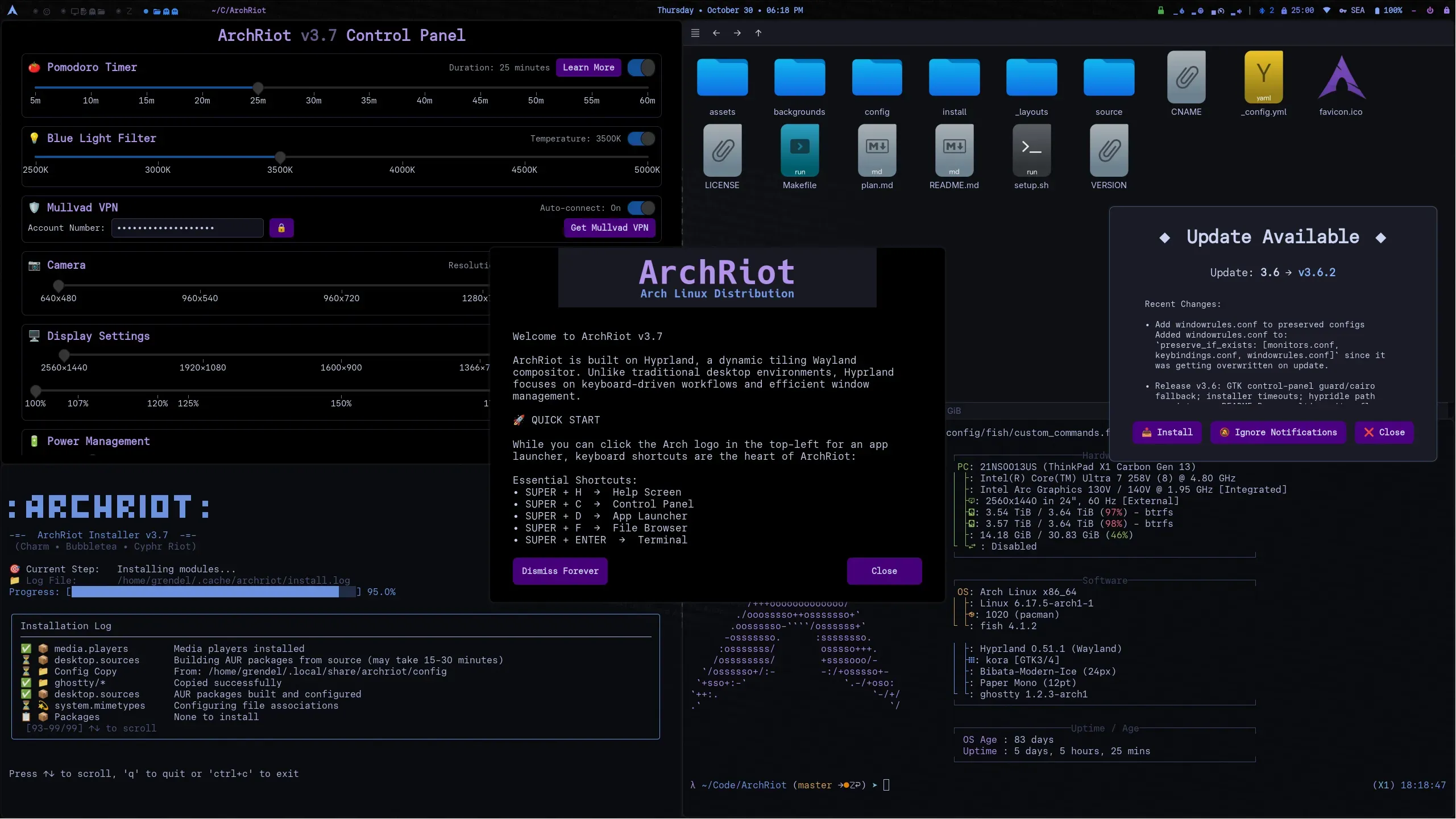 Archriot Linux Distribution: A Minimal Arch-Based System Built Around Hyprland and Fast, Atomic Installs